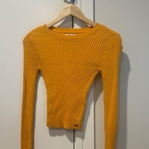 Hollister Mustard Yellow Ribbed Sweater